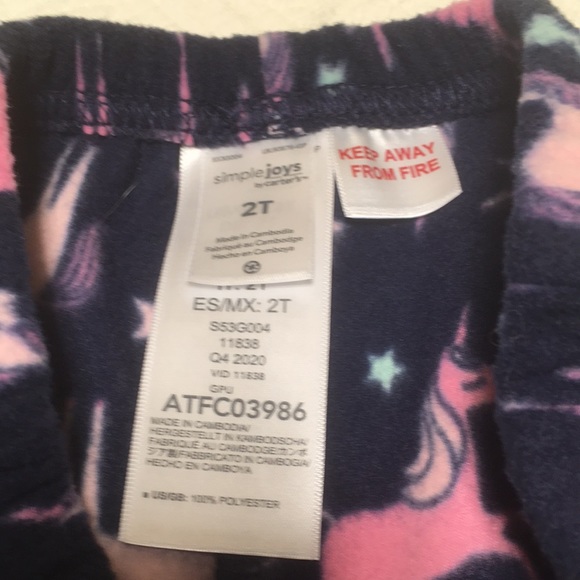2T (5/$20) Fleece Comfy Pants with Unicorns - Picture 7 of 10